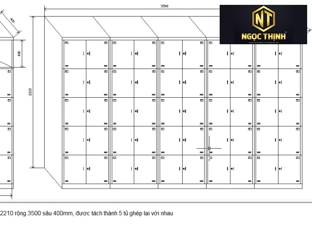 Tủ đặt theo yêu cầu 10 cánh 5 khoang 06